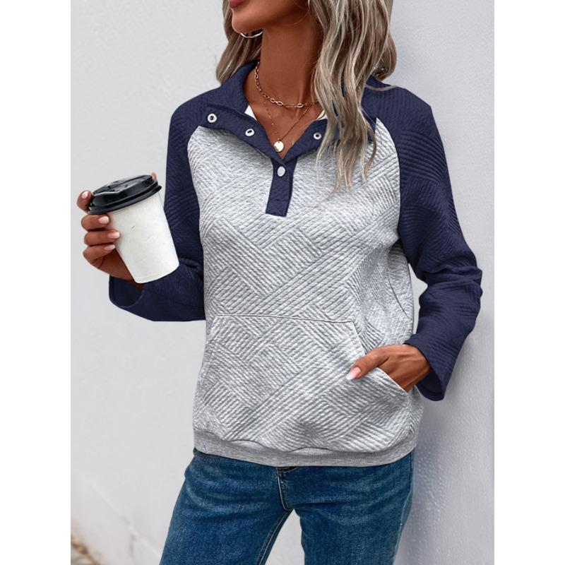 Women S V Neck Long Sleeve Pullover Casual Color Block Sweatshirt