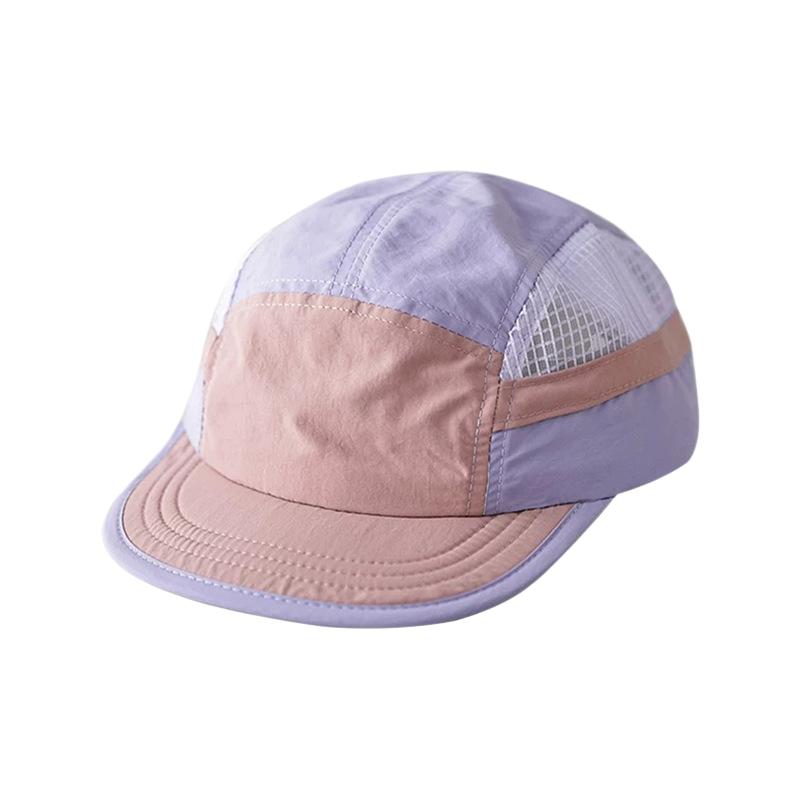 Color-Block 5 Panel Camp Hat Men Women Quick Dry Breathable Mesh Baseball Cap Lightweight Soft Brim Outdoor Running Sun Hats