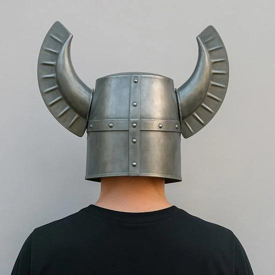 Medieval Viking Great Helm with Horns Fantasy Warrior Helmet LARP, Cosplay, SCA Armor Steel Crusader Knight Helmet Best Gift for Him