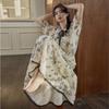 XueZhongFei Women's Summer Ruffle Hem Mid-Length Sleep Dress with Built-in Bra