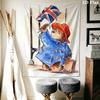 Paddington Bear Wall Tapestry Aesthetic Wall Hanging Printed Fabric Blanket Decorative Tapestries for Bedroom Living Room Home Decor