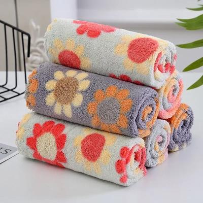 30X30Cm Kitchen Cleaning Cloths Soft Absorbent Dishcloth Coral Fleece Sunflower Wiping Towel Rags Household Cleaning Cloth