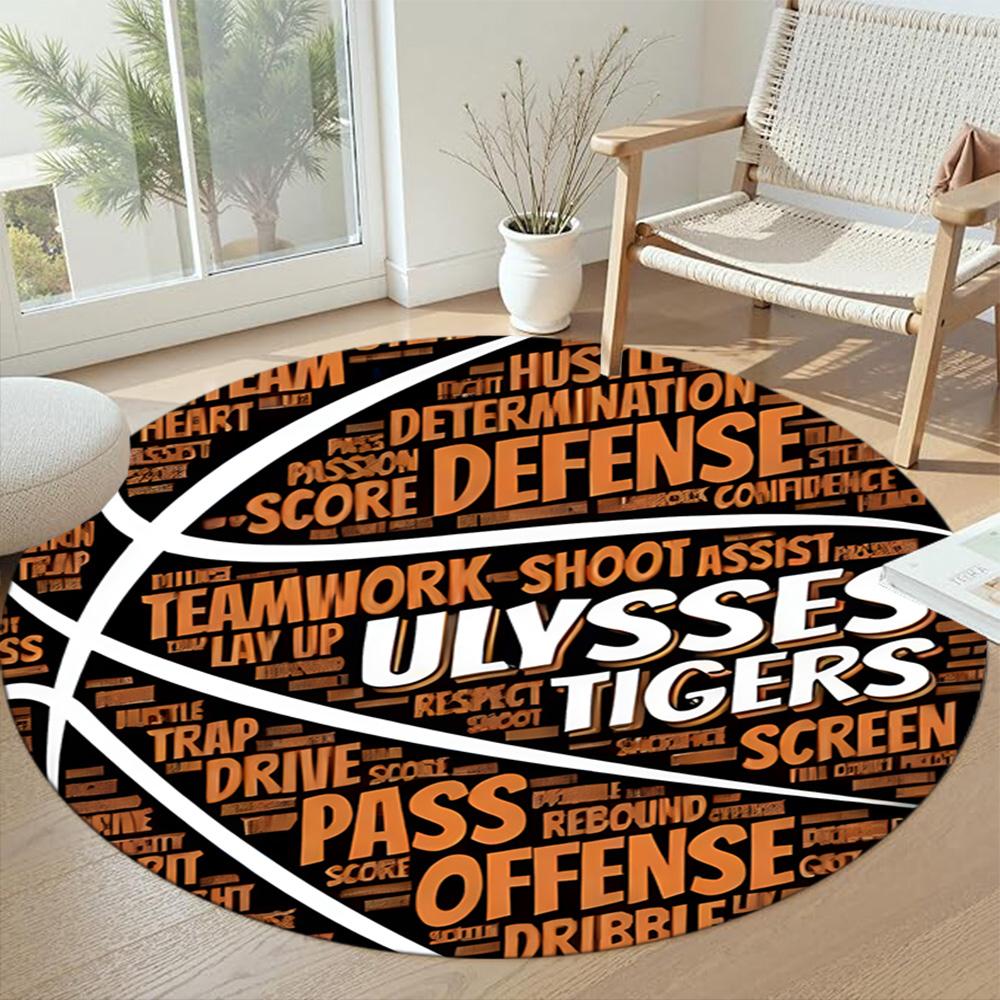 Basketball Runde Bodenmatte Design für Balkon Spielzimmer Wohnheim Eingangsbereich Rutschfeste Runde Teppich Anime Büro Dekoration