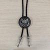 Faux Leather Bolo Tie Necklace with Tribal Elements Devil Eye Pendant Necktie for Western Parties and Everyday Wear