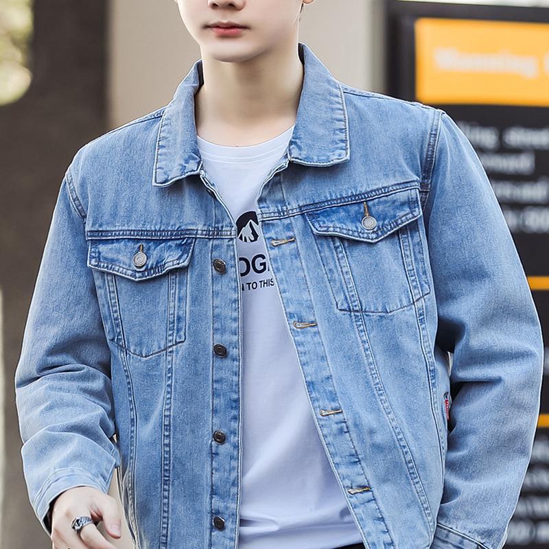Jeansjacka herr vår och höst Löst passande koreansk version Trend Japansk topp arbetsjacka herr vår Ny stil