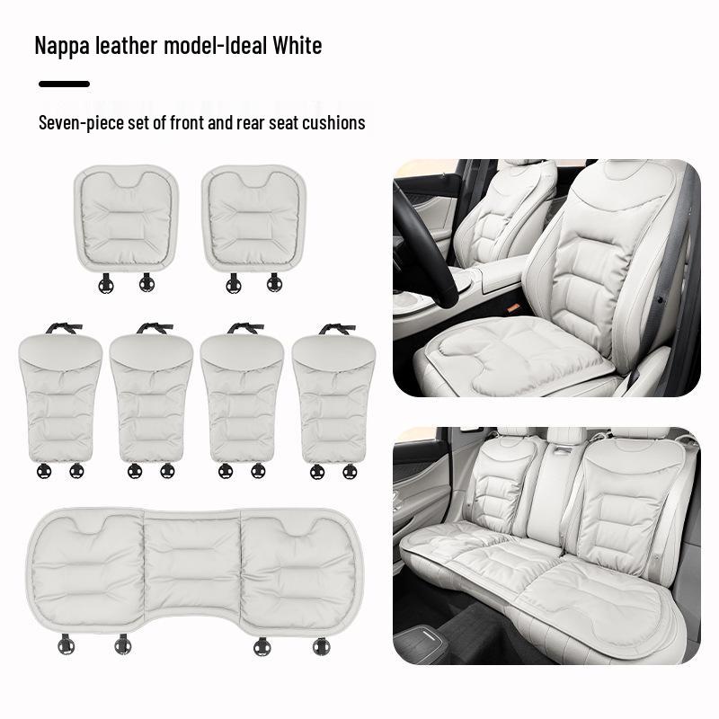 Luxury Nappa Leather Non-Slip Car Seat Cushions for Five-Seater - Thickened Design for Front and Rear Seats