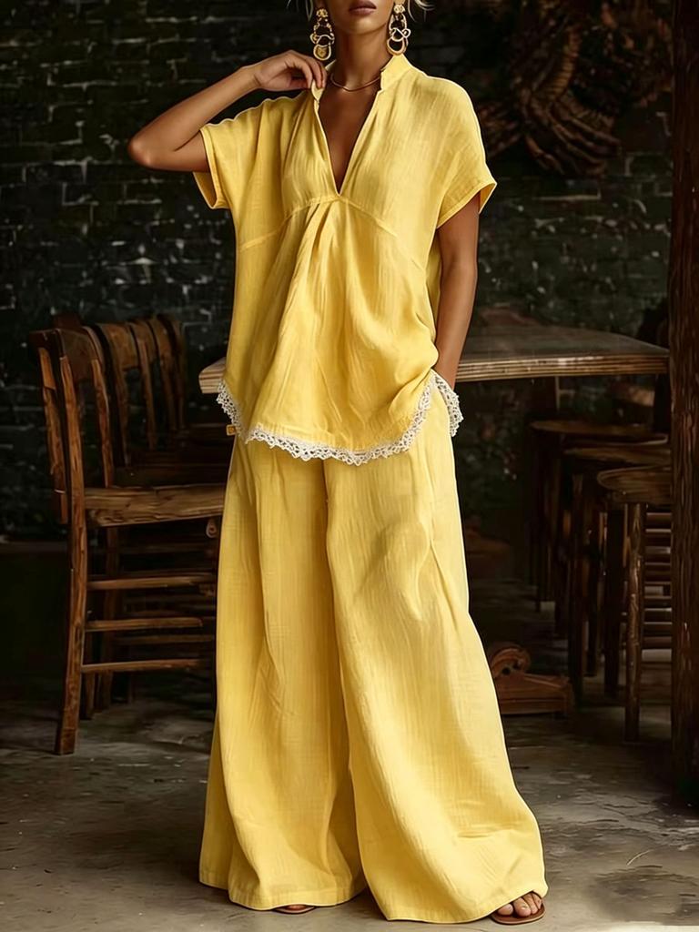 Hot Summer New Arrivals Women's Sleeveless Shirt Loose Pants Two-Piece Set
