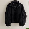 Honey J High Neck Shirring Zip Up Jumper 2color