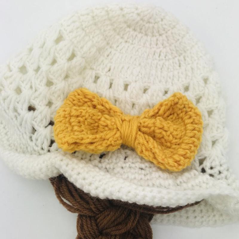 Winter Warm Girls Baby Cute Handmade Twist Ear Protection Wool Hat Children Children Clothing Headwear Cap 2-4Y