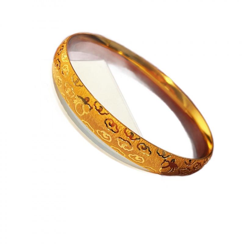 Xu Engraved Soft Light Bracelet Persimmon Pattern Auspicious Cloud Pattern Closed Opening Light Luxury Bracelet Live Broadcast Special Supply