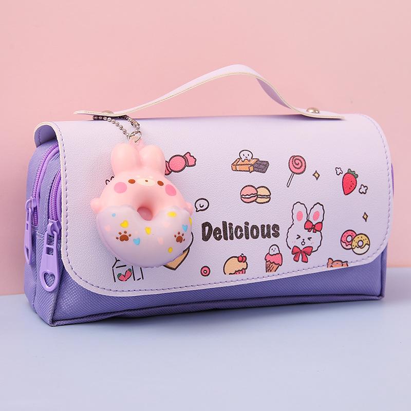 Stationery box pencil bag, primary school girl's simple large capacity, super cute girl's heart, decompression pencil case bag
