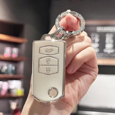 Key Fob Cover with Bling Lanyard Keyring for Mazda 3 5 6 Series M6 RX8 MX5 2 3 Buttons Smart Keyless Key Protector