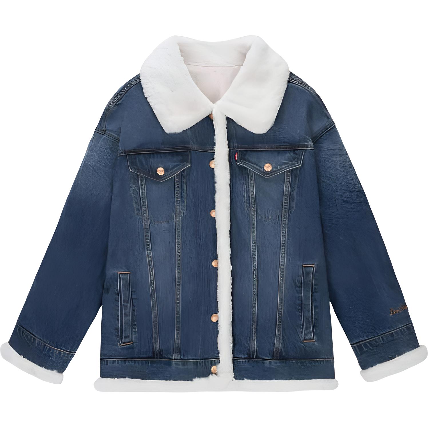 

Levis Свободная джинсовая куртка Commuter с меховым воротником Женские куртки Средне-голубая 001CH-0001 M