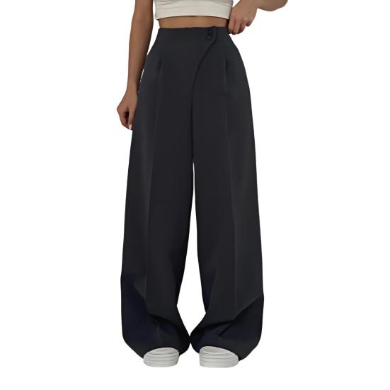 Women Suit Pants High Waist Straight-Leg Wide-Leg OL Commuter Style Casual