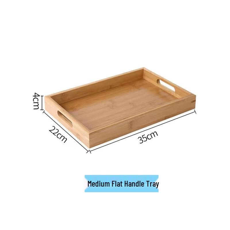 Japanese-Style Bamboo and Wood Tea Tray: Solid Rectangular Serving Tray for Restaurants and Homes