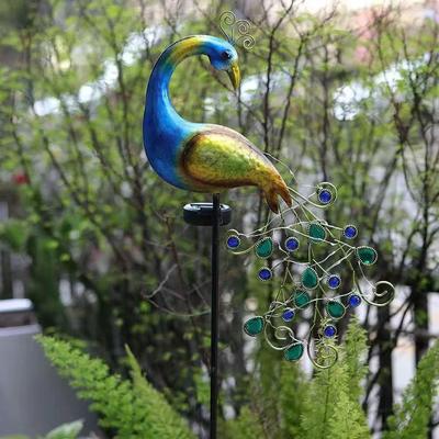 Solar Peacock Lamp: Iron Art Animal Craft for Garden Decor