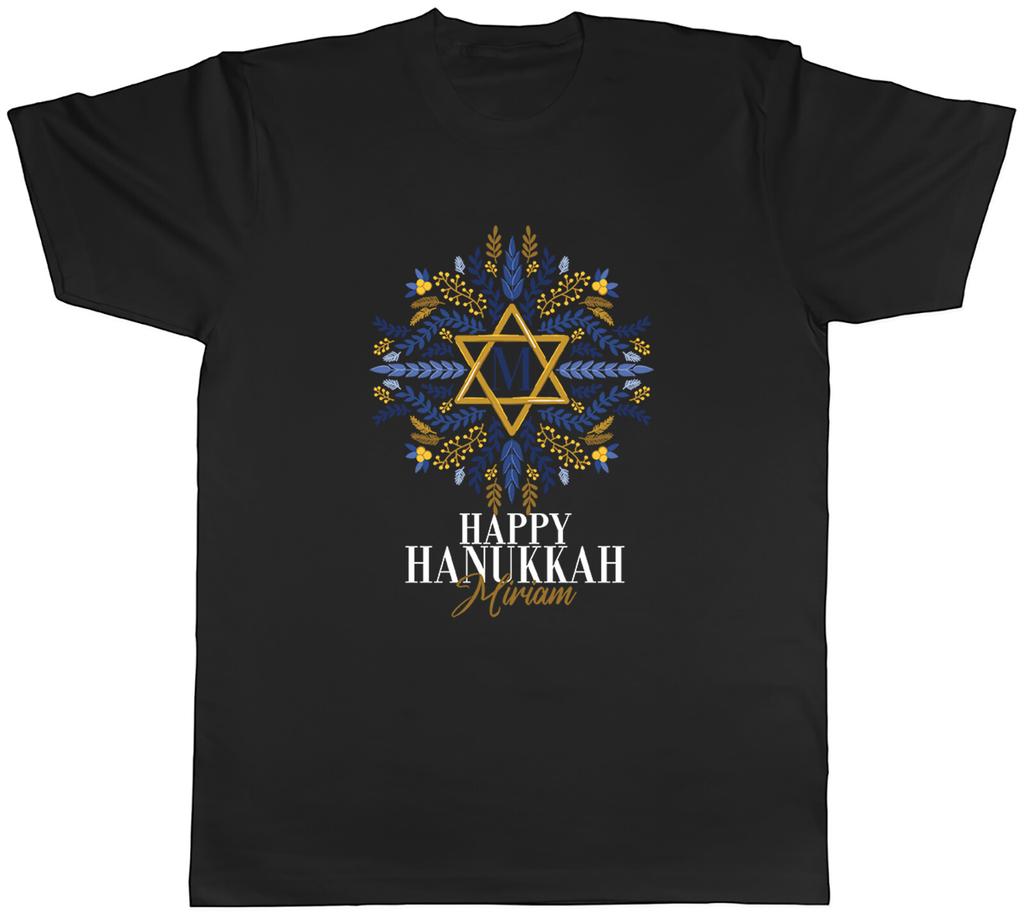 Personalised Happy Hanukkah Unisexs TShirt Floral Star Any Name Jewish Tee Gift
