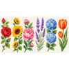 Stamped Cross Stitch Bookmark Set 6Pcs 14CT Floral Animal Pattern with Thread Needle for Adults