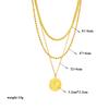 DIEYURO 316L Stainless Steel Round Portrait Coin Pendant Necklace For Women New Vintage Girls 3in1 Chains Jewelry Birthday Gifts