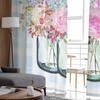 Floral Leaf Grid Gradient Sheer Curtains Modern Gauze Curtain for Living Room Bedroom Voile Yarn Curtains