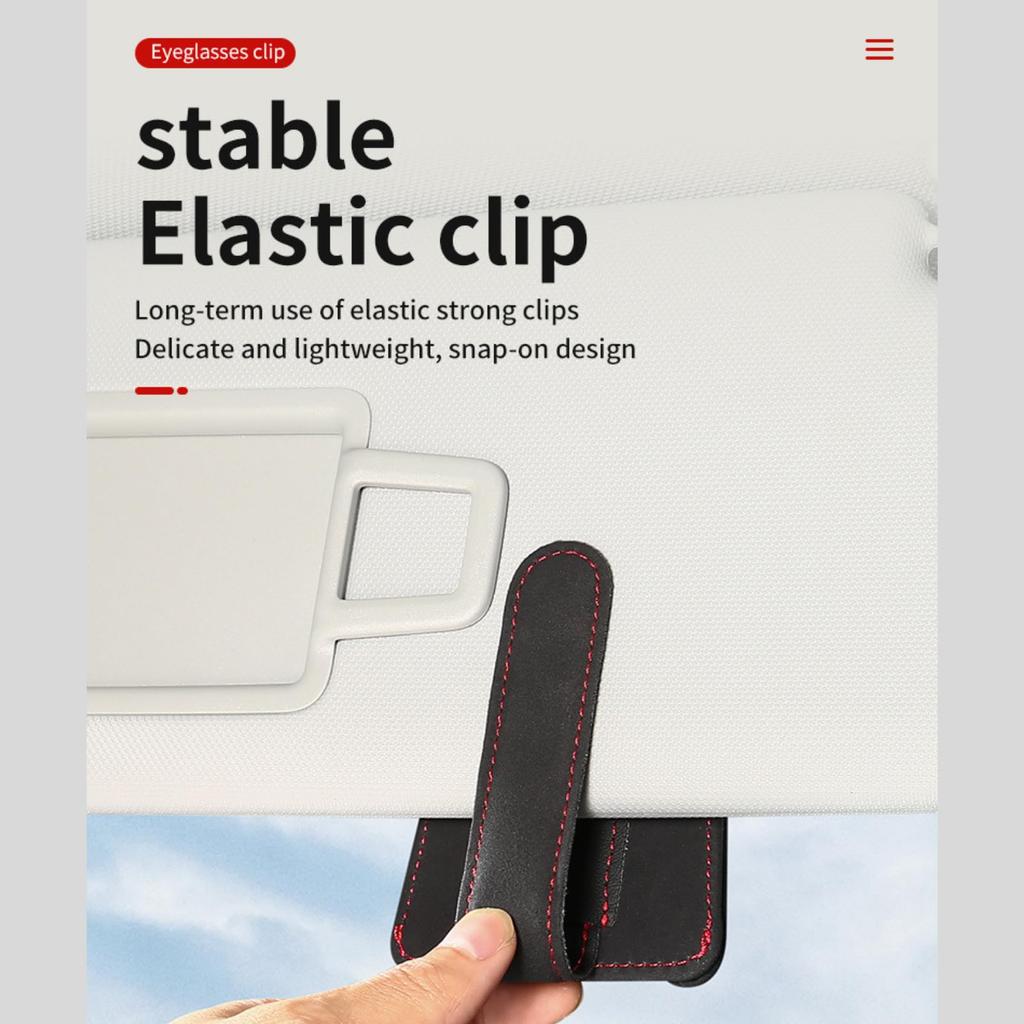 KaminoKa Sunglasses Holder Eyeglass Holder Sun Visor Storage Card Case Ticket Holder (Beige)