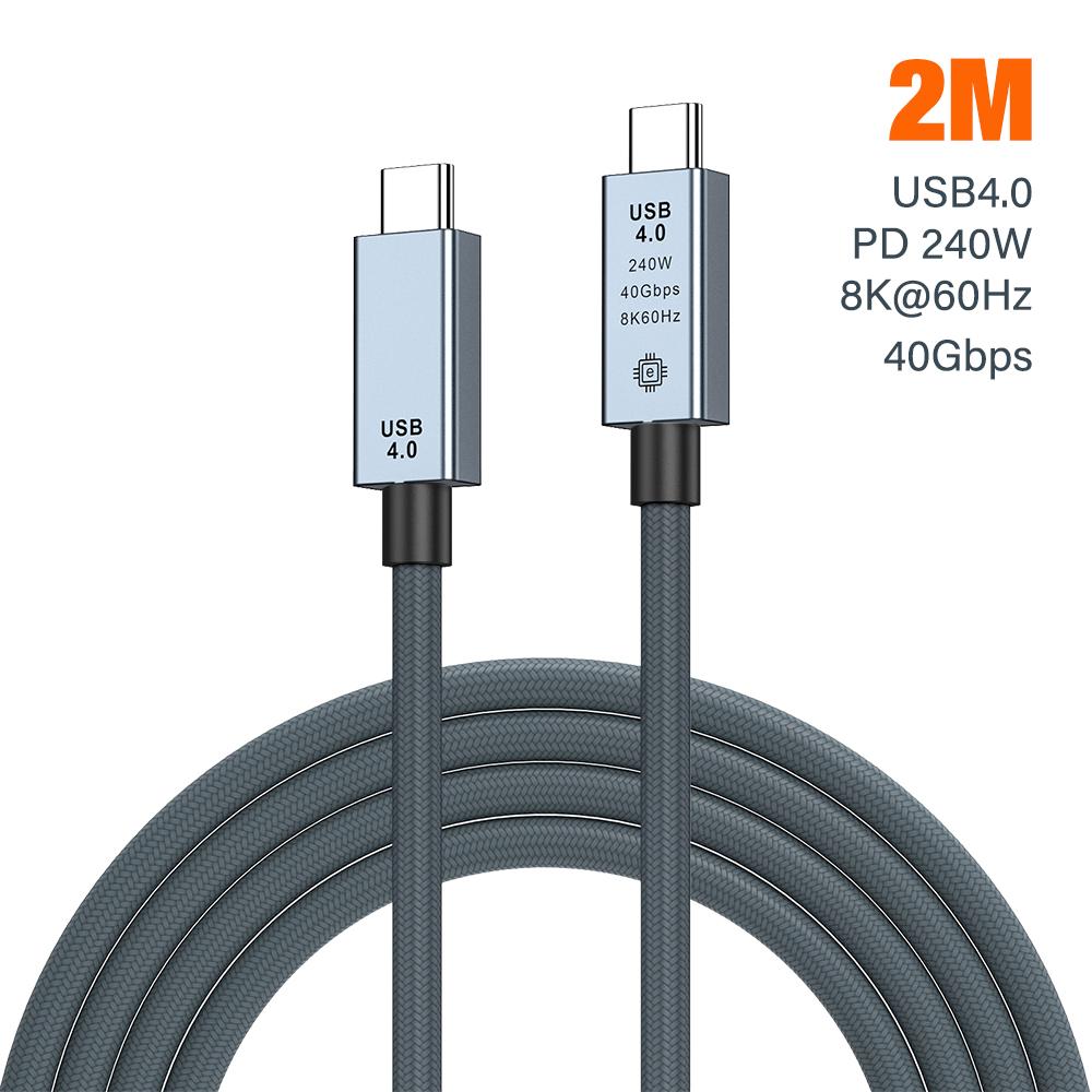 PD 3.1 240W USB4 Cable For Thunderbolt 3/4 8K HD 40Gbps 48V 5A Fast Charging USB Type C Data Cord For MacBook iPad Phone Laptop