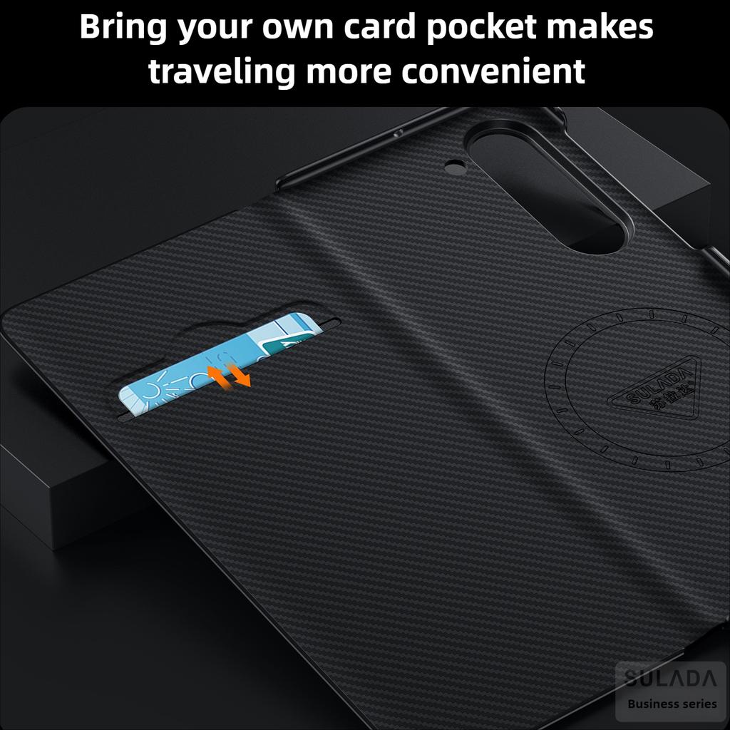ZFold 7 Business Kevlar Texture Magnetic Screen Flip Leather Phone Case for Samsung Galaxy Z Fold 7 Fold6 5 4 Protection Cover
