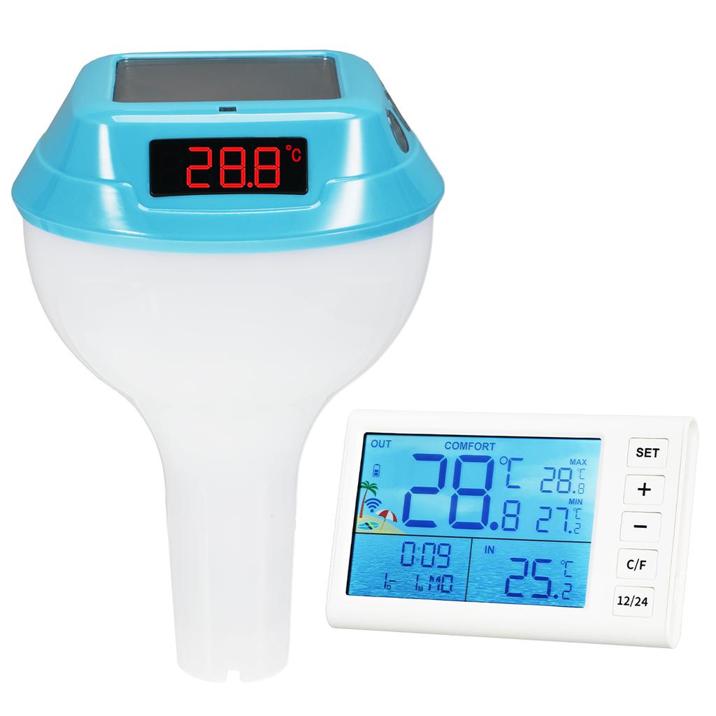 2025 New Wireless Floating Pool Thermometer Solar Pool Thermometer LED Digital Water Thermometer RGB Ambient Light
