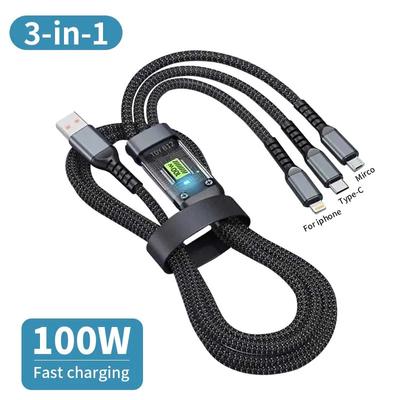 100W 5A 3 in 1 1,2M Schnellladekabel Micro USB Typ C Lightning Kabel für iPhone Samsung Huawei Xiaomi Telefonladegerät USB C Datenkabel