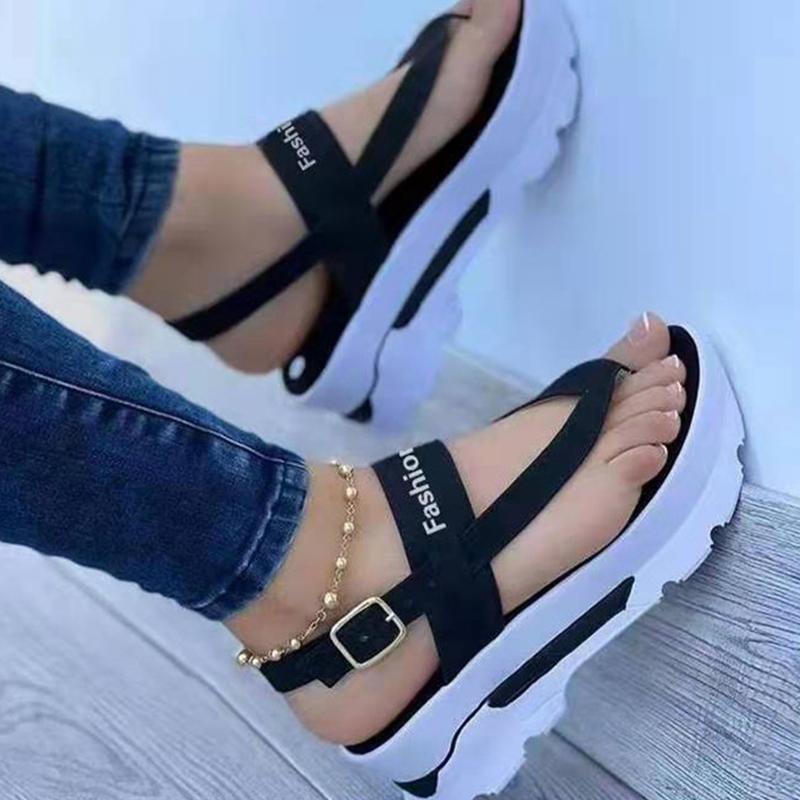 Women 'S Shoes Summer Fashion Open Toe Platform Wedges Female Casual Shoes Buckle Strap Ladies Solid Color Outdoor Sandals