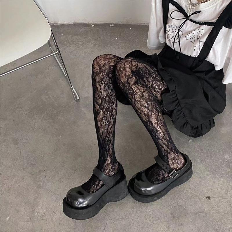 Punkový styl Sladká dívka Punčocháče Nadkolenky Spodní prádlo Punčochové zboží Sexy Síťované Punčochové kalhoty Barevné Vykrojené Body