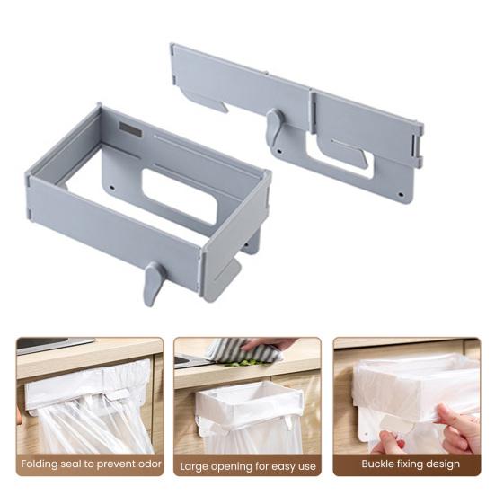 Trash Can Holder Foldable Under Sink Trash Bag Organizer Large Opening Compact Portable Waste Storage Rack
