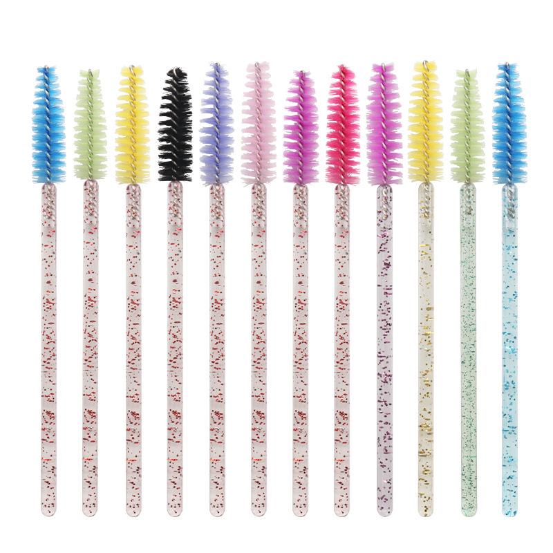 Pack of 50 Disposable Crystal Rod Eyelash and Eyebrow Spiral Brushes