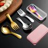 2 Stück/Set Mini Tragbares Löffel Gabel Geschirr Outdoor Camping Edelstahl Besteckset Für Mittagessen Wandern Camping Kochzubehör