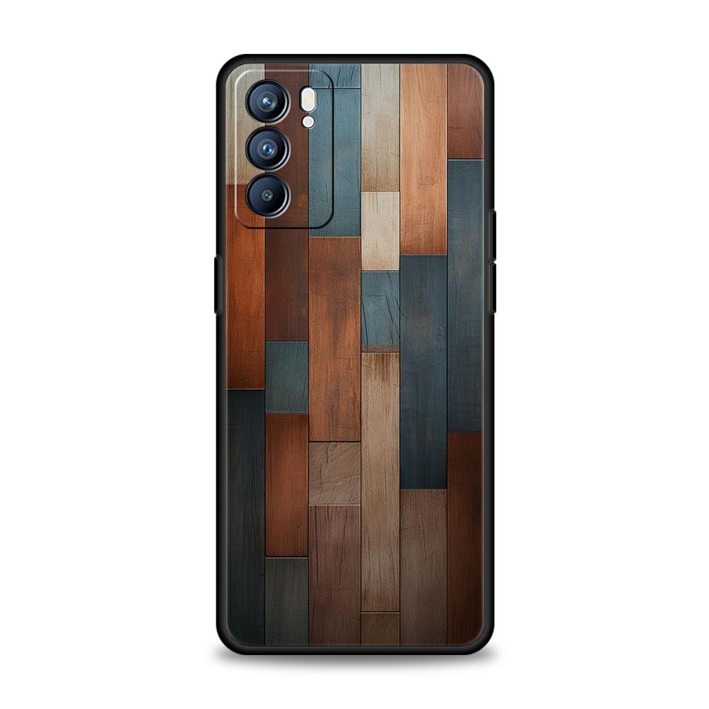 Luxury Vintage Wood Grain Pattern Phone Case For Oppo Reno 13 12 11 10 7 F Find X5 X6 A98 A80 A79 A78 A57 A54 A17 Pro Soft TPU