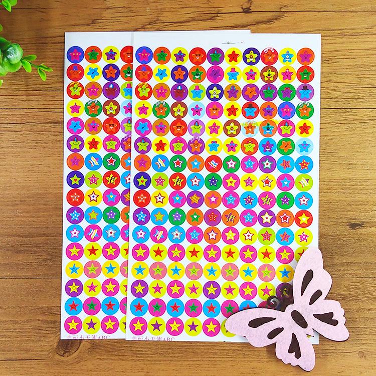 Kids' Reward Stickers: Smiley Faces, Red Stars & Cartoon Designs for Kindergarten Praise