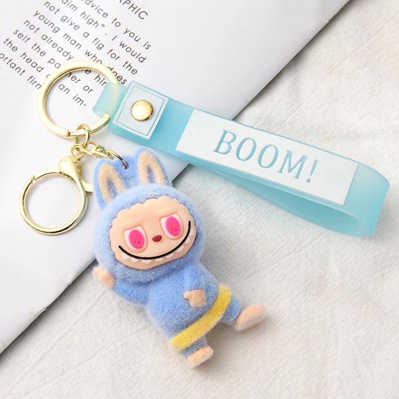 Flocking Yoga Keychain Small Pendant Cartoon Cute Doll Keychain Small Gift
