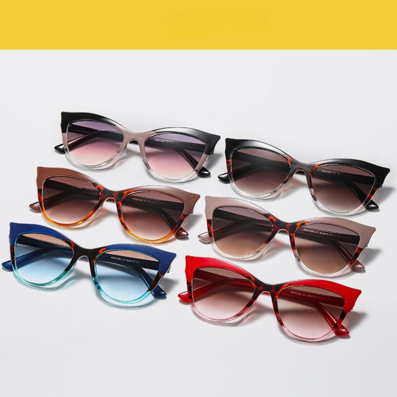 New Stylish Cat Eye Sunglasses, Splicing Color, Anti Blue Light, HD Ultra Light Eyewear, UV Protection for Outdoor Travel