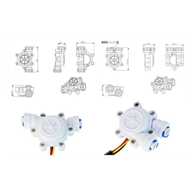 0.2-8L/min Water Hall Effect Flow Sensor Meter 1/4 Quick Connect Flow Meter Flowmeter Counter for Coffee Machine Plastic