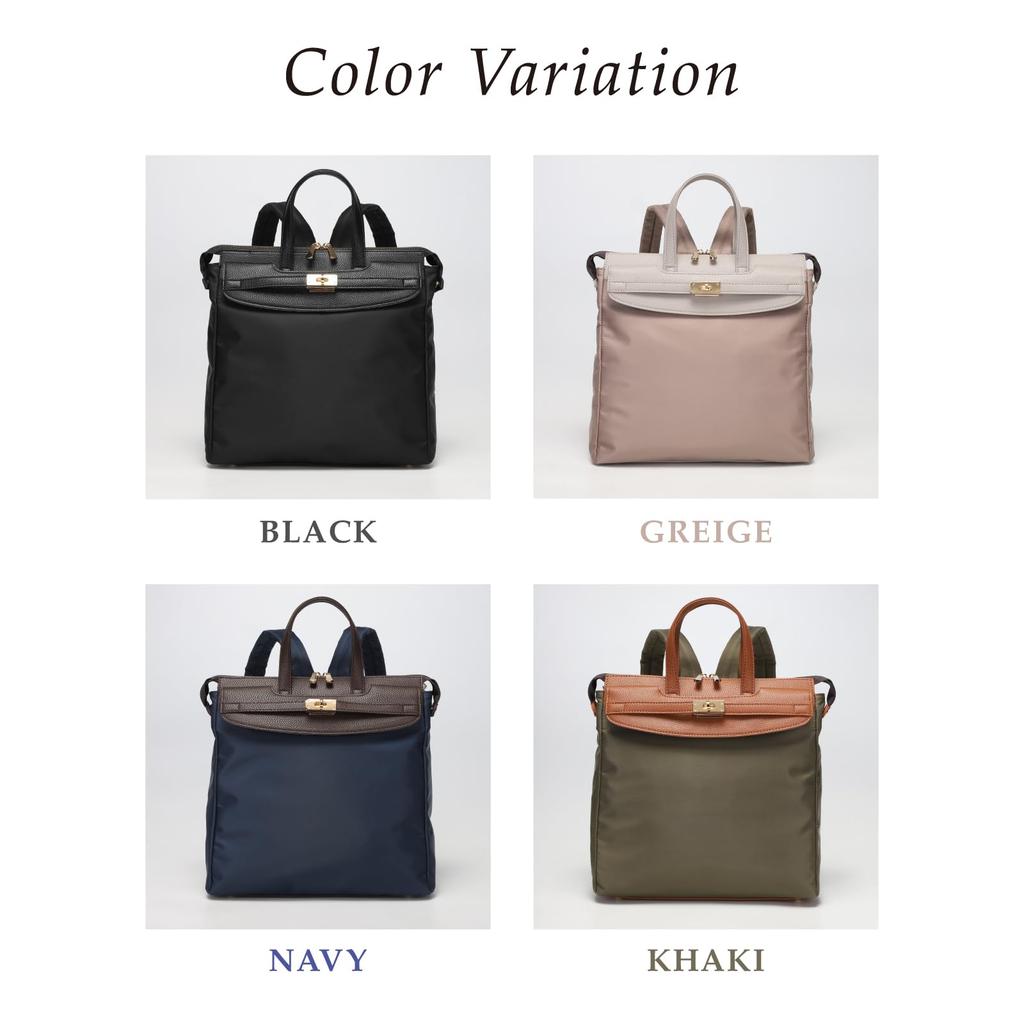 QUAY Women's Nylon Backpack with Synthetic Leather, Lightweight and Water-Repellent, Perfect for Commuting, 55182a (Navy)