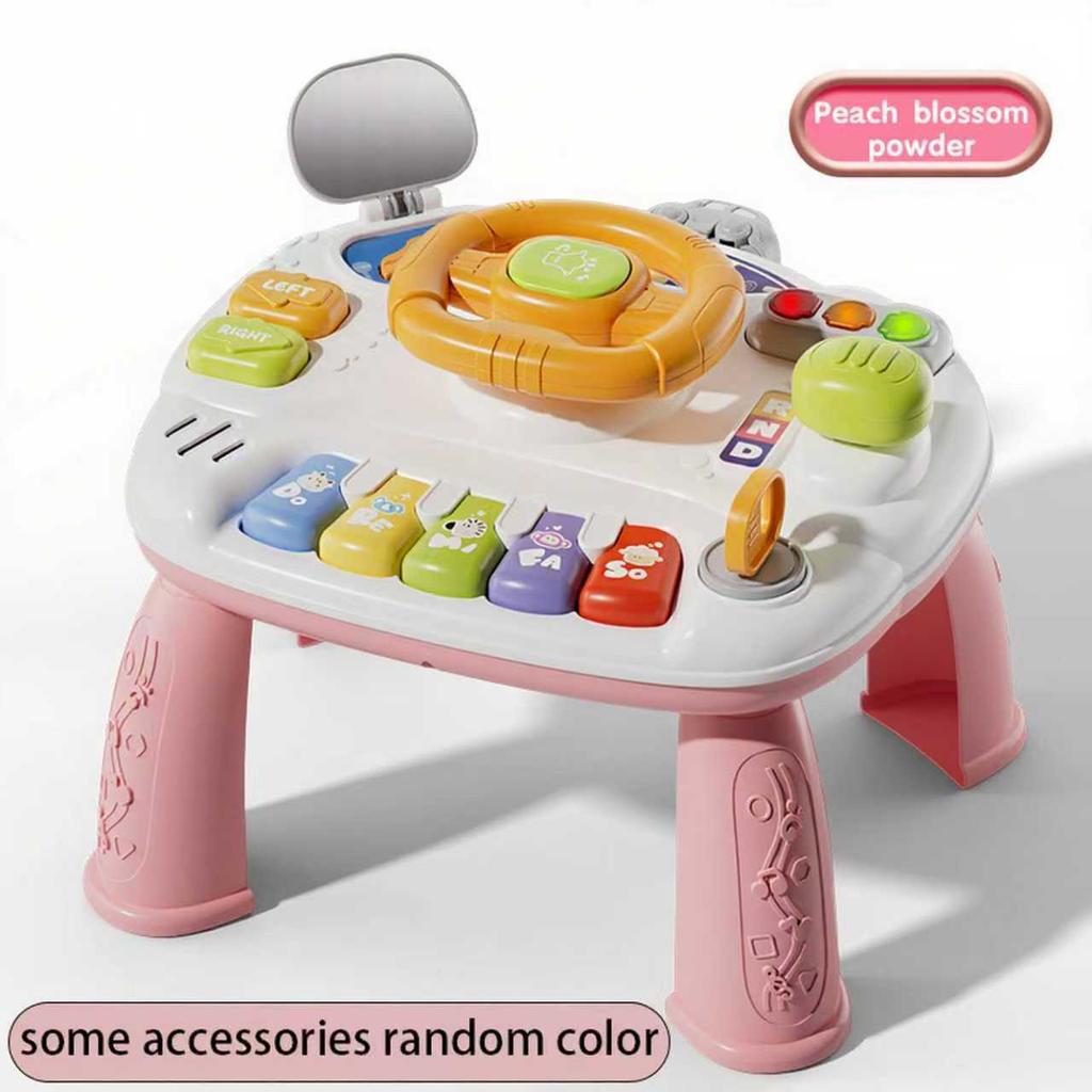 Baby Musical Activity Table Toy Early Educational Learning Piano Keyboard Steering Wheel Light Sound Infant Toddler Center
