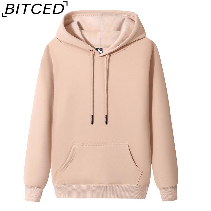 BITCED Autumn and Winter Hooded Sweatshirt Men's Hooded Warm Padded Thickened Pullover Loose Large Size Hoodie