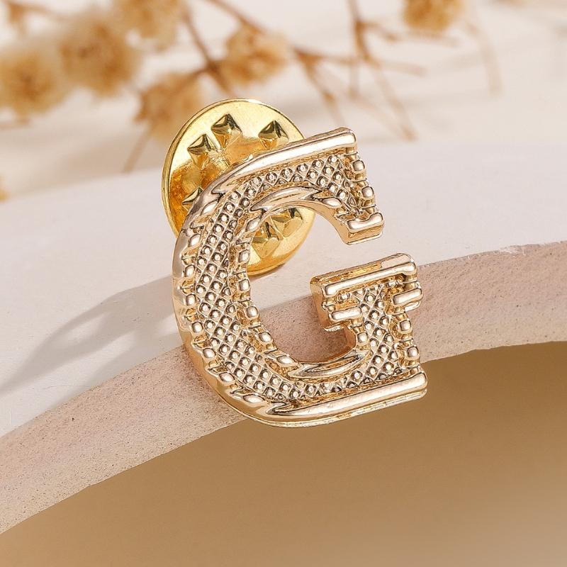 2Pcs New Metal Initial A To Z 26 Letters Pin Suit Shirt Collar Lapel Brooch Pin Badge Fashion Jewelry For Men Women Accessories