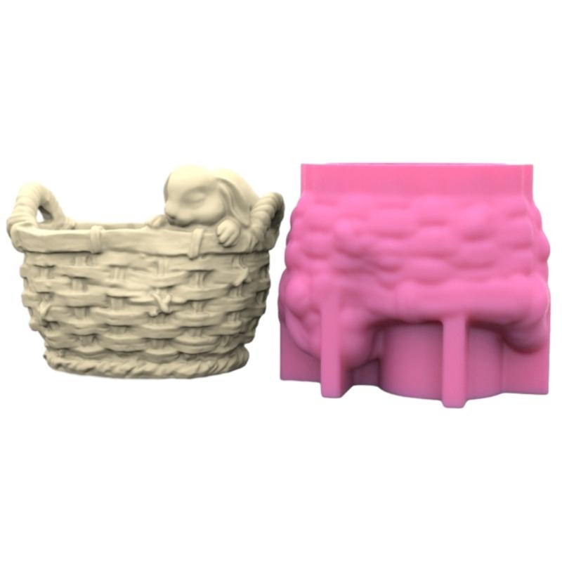 Durable Silicone Mold Woven Flower Basket Flower Vase Epoxy Molds Succulent Planter Pots Casting Mould Home Decorations