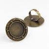 20mm 5 Stück Antik Versilbert Bronze Messing Verstellbare Ringfassungen Leer/Basis,Passend für 20mm Glas Cabochon,Knöpfe;Ringeinfassungen
