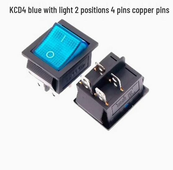 Ship-shaped KCD4 Rocker Switch with Light, 4/6 Pins, 2/3 Gears, 16A 250V Industrial Power Control