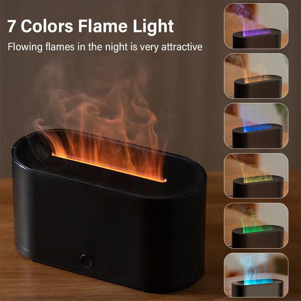 130ml Capacity Ultrasonic Flame Humidifier Colorful Light Atomization Diffuser  Bedroom Use