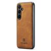 DG.MING For Samsung Galaxy S25 FE Case PU Leather Covered PC + TPU Hybrid Phone Shell