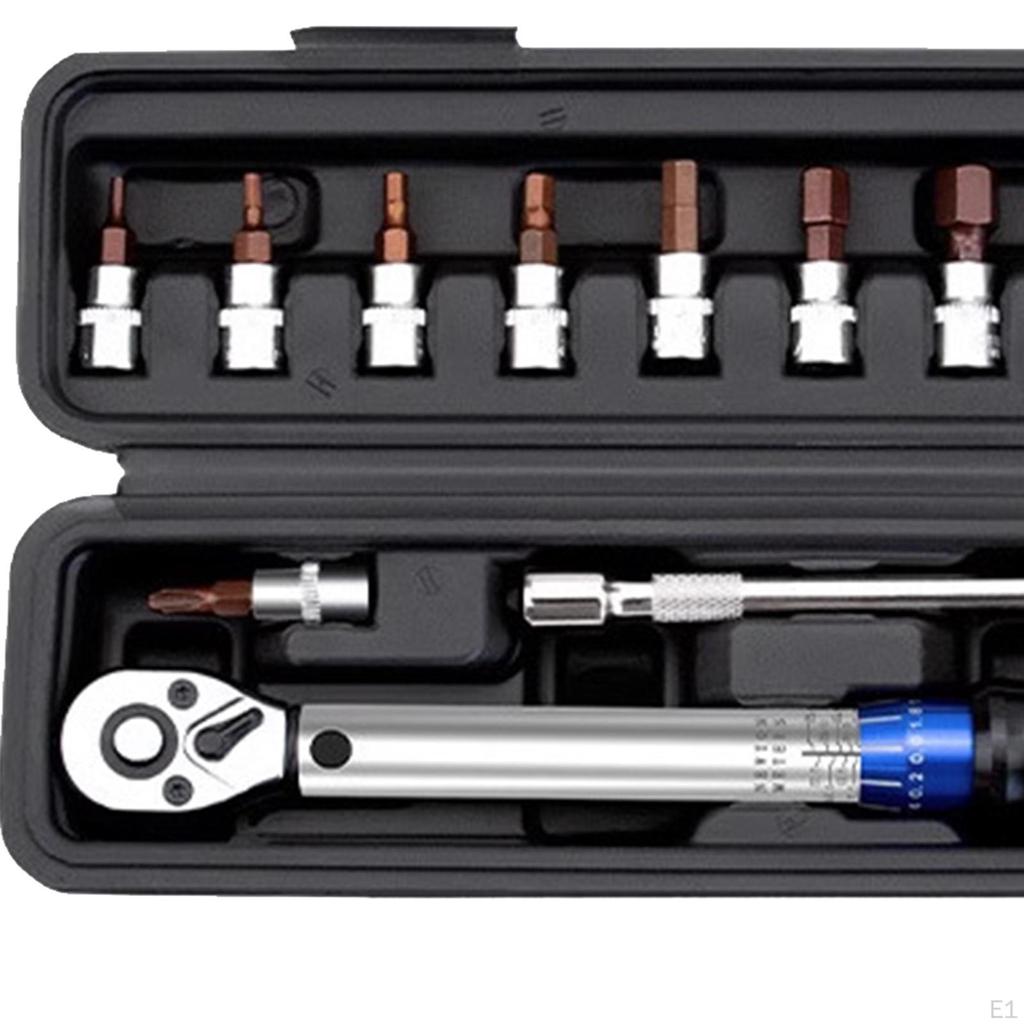 16 Pieces 1/4'' Bike Torque Wrench Kit Multifunctional Bicycle Repair Tool