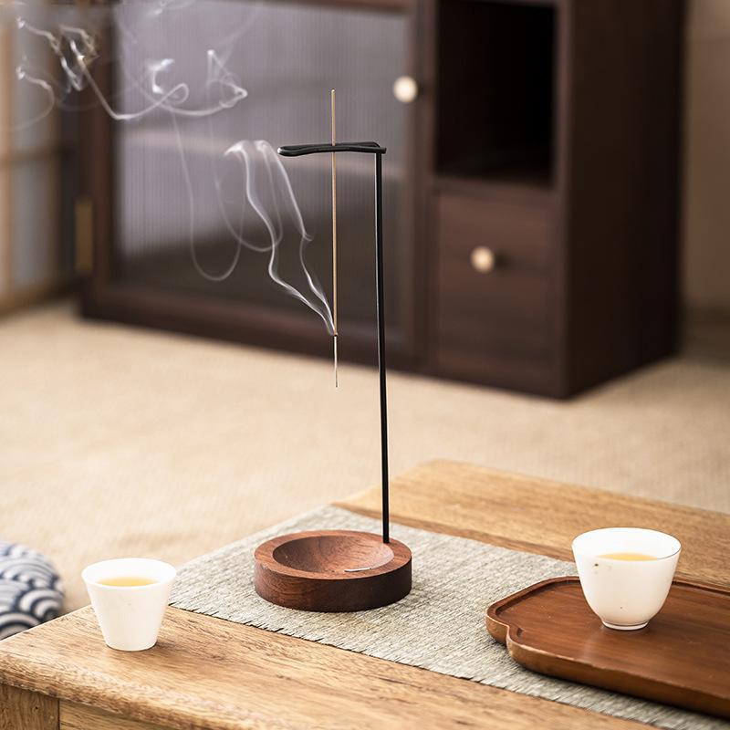 Incense Holder Upside Burner Incense Stick Holder Wooden Round Incense Tray Home Yoga Decoration Crafts Bedroom Ornament